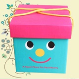 礼盒礼品盒正方形盒子蓝色笑脸正方形零食水果礼物包装盒收纳包邮