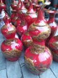景德镇陶瓷器中国红落地大花瓶高温手绘山水画葫芦瓷瓶装饰摆件