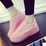 2016韩版新款粉色百搭系带小白鞋透气板鞋学生运动休闲鞋跑步女鞋
