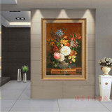 欧式客厅餐厅古典花卉装饰壁画现代高档有框手绘油画玄关走廊挂画
