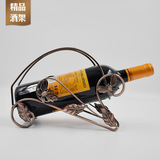 欧式复古葡萄酒架 酒柜红酒展示摆件蝴蝶造型铁艺葡萄酒瓶架子
