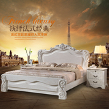 纯实木床榆木白色双人1.51.8米欧美式公主床高箱储物法式雕花婚床