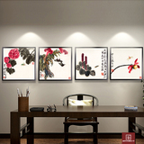 十千抽象画国画三联现代玄关中式挂画立体卧室有框装饰画花卉植物