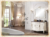 现代欧式浴室柜组合实木洗脸盆仿古落地卫生间橡木洗漱简约台上盆