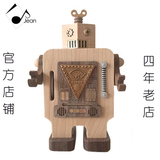 jeancard木质走路机器人音乐盒八音盒送儿童创意礼物日本进口机芯