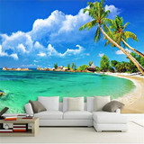 无缝大型壁画3d立体简约海景风景客厅卧室电视背景墙纸壁纸地中海