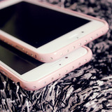 超美粉嫩色iphone6 plus烤漆镶钻金属边框手机壳苹果6s保护壳水钻