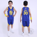 勇士队30号球衣库里儿童篮球服套装夏季男童幼儿园小学生运动队服