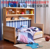 实木家具韩式实木床1米单人床松木床儿童床储物床书架抽屉