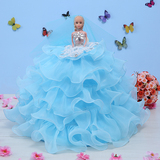 婚纱芭比娃娃六一儿童节玩具生日礼物品新娘白雪公主拖尾摆件女孩