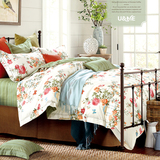 家纺纯棉床单被套花卉床上四件套全棉1.8m床双人1.5m秋冬季加厚