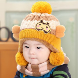 秋冬婴儿帽子3-6-12个月宝宝帽子0-1岁儿童毛线帽小孩护耳帽男女
