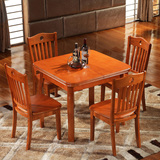 餐桌可伸缩折叠小户型宜家现代简约正方形饭桌橡木实木餐桌椅组合
