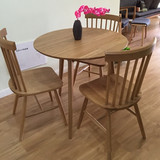 北欧简约现代圆桌创意白橡木实木餐桌椅组合咖啡桌