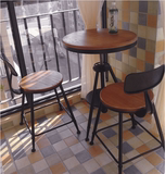 实木咖啡桌铁艺咖啡厅桌椅阳台洽谈小圆桌酒吧休闲桌椅组合三件套