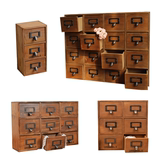 zakka木质整理盒复古首饰办公桌面收纳柜木盒 抽屉式化妆品储物盒
