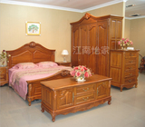 厂家直销缅甸柚木家具 卧室豪华双人床 全实木1.8米婚床 现代中式