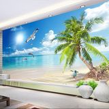 地中海海景定制风景3D立体墙纸 电视背景墙 客厅卧室无缝壁画壁纸