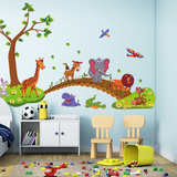 幼儿园教室布置墙贴客厅贴画卡通儿童房宝宝卧室装饰贴纸动物过桥