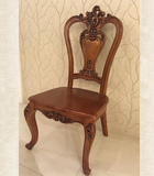 欧式餐椅 全实木雕花餐桌椅子 酒店高档餐椅 美式实木雕花饭桌椅