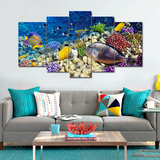 海底世界装饰画 书房客厅卧室挂画墙面画壁画无框画蓝色海洋鱼