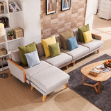 北欧布艺沙发小户型实木沙发可拆洗布艺沙发组合客厅日式转角沙发