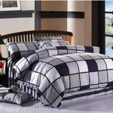 简约宜家加厚1.2米1.5m1.8 2单人床被套床单格子条纹纯棉4四件套