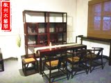 明清中式禅意茶桌 餐桌老榆木免漆马蹄桌茶楼茶桌椅组合实木家具