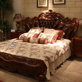 欧式床双人床 1.8米2米美式实木床 奢华公主床 高档卧室真皮婚床