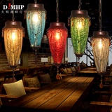 美式酒吧吧台小吊灯七彩手工玻璃灯漫咖啡厅地中海复古餐厅装饰灯