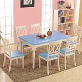 地中海餐桌椅组合长方形全实木餐桌椅小户型田园美式乡村橡木餐桌