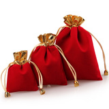 红色绒布空袋子小束口抽绳袋首饰袋文玩礼品袋首饰饰品袋定制批发