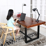 美式loft实木餐桌椅组合铁艺实木电脑桌办公桌现代简约会议桌订制