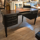 美式欧式实木家具美式乡村双色简约弧形电脑桌书桌写字桌办公桌