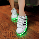 秋季七彩发光鞋韩版男女款板鞋LED夜光鞋荧光鞋USB充电闪光灯单鞋