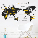 世界地图各国名胜建筑英语培训墙贴沙发床头会议室公司文化墙贴画