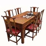 茶桌实木仿古中式南榆木茶桌茶台茶桌椅组合功夫茶桌油漆加厚