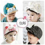 韩版春秋宝宝鸭舌帽婴儿6-12个月纯棉卡通遮阳棒球帽子1-2岁儿童