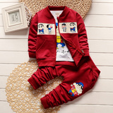 童装男童秋装2016新款韩版女宝宝休闲套装儿童三件套卡通秋款外套
