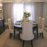 欧式餐桌椅组合实木椭圆桌子简约现代小户型餐桌椅酒店饭店桌椅套