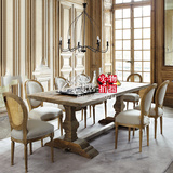 美式新古典复古做旧实木餐桌椅组合欧式餐桌椅美式实木餐桌餐椅