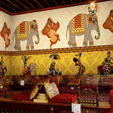 东南亚泰式大象壁纸印度风情瑜伽舞蹈墙纸3d立体餐厅酒店主题壁画