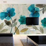 大型手绘抽象艺术壁画田园复古水彩花卉壁纸餐厅客厅电视背景墙纸