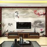 中式水墨山水情国画壁纸客厅沙发电视背景墙纸大型3d无缝壁画定制