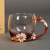 创意实用花朵水杯马克杯加厚玻璃杯子办公茶杯送男女朋友生日礼物