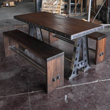 loft复古铁艺实木做旧长方形餐桌简约会议书桌办公桌餐桌咖啡桌