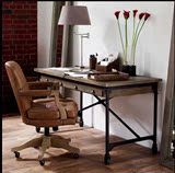 欧美式乡村loft工业风格家具复古做旧铁艺实木餐桌书桌办公桌咖啡