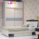 儿童家具套房组合韩式男/女孩卧室套装家具 儿童床推拉门衣柜整套