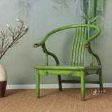 复古圈椅会客小椅子榆木靠背椅咖啡椅茶室咖啡厅椅子样板间装饰椅