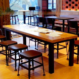美式实木会议桌长桌铁艺工业风复古办公桌椅工作室培训洽谈长条桌